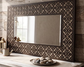Laser Cut Mirror Frame SVG/CDR Files Decorative Wall Art Pattern Layered Wood Digital Vector File