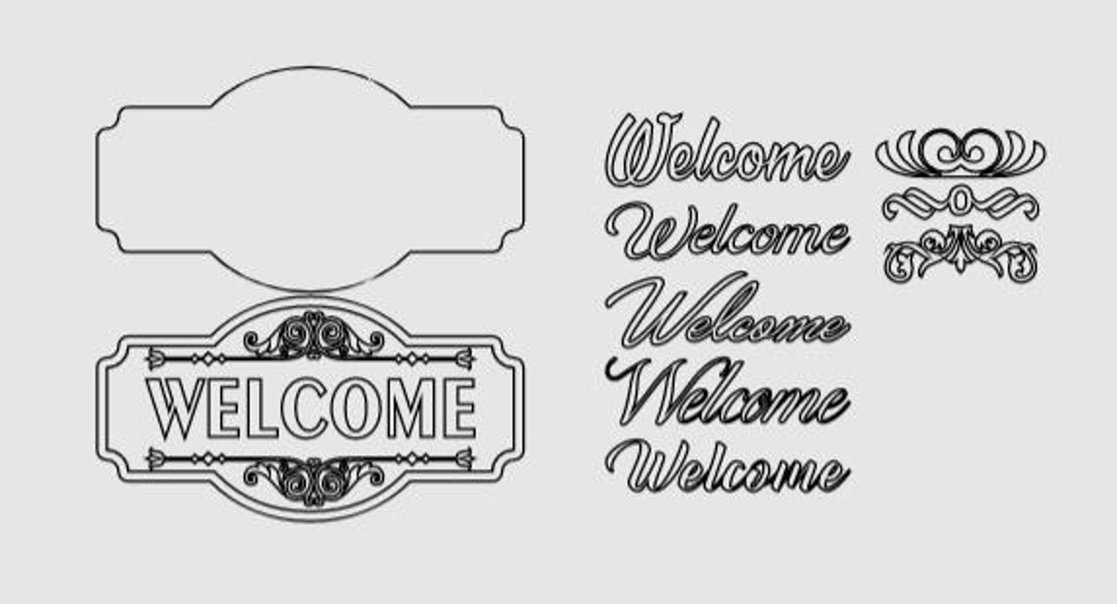 Elegant Welcome Sign SVG File, Laser Cut Door Hanger - Etsy