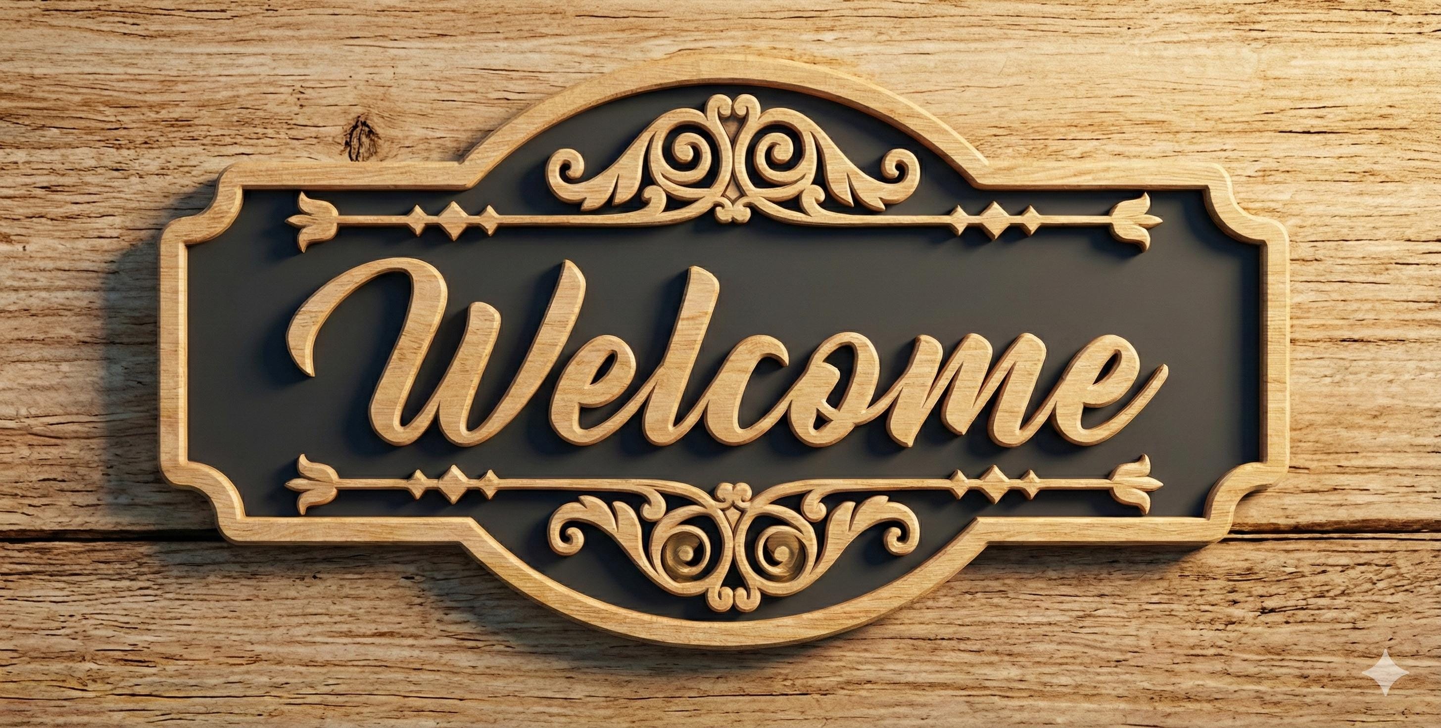 Elegant Welcome Sign SVG File, Laser Cut Door Hanger - Etsy
