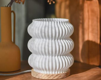3D Printed Lamp "Bolla" – Sustainable Wooden Table Lamp, Scandinavian Mood Light, Handmade Lighting for Living Room