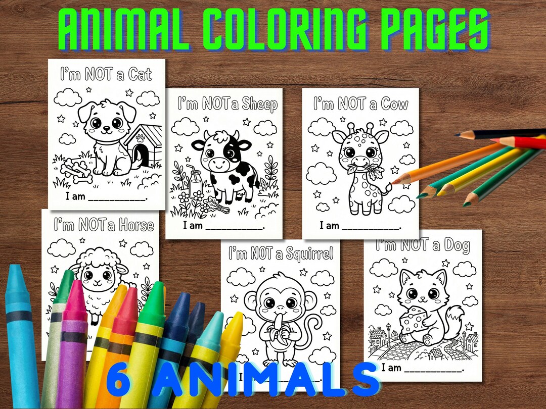 6 Printable Coloring Pages for Kids Cute Animals Coloring Book PDF ...
