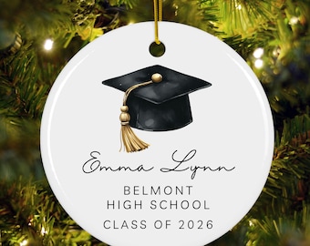 Graduation Christmas ornament, personalized grad gift, senior high school keepsake, custom Christmas ornament, class of 2026 gift