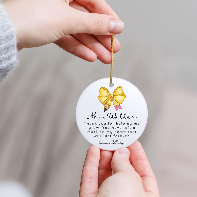 Teacher Christmas Ornament, Personalized Name and Message, Custom ...