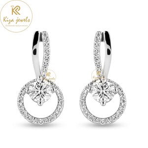 Lab Grown Diamond Dangle Earrings: Chunky Round Cut, 0.80ct