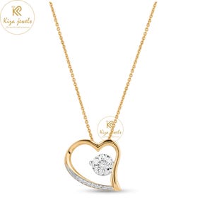 Round shape diamond Yellow gold Pendant | 1.08ct TDW | Heart Pendant