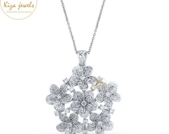 Colgante de flor de diamante cultivado en laboratorio: joya nupcial de corte redondo de 1,72 ct