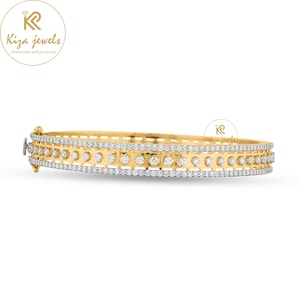 Diamond Yellow gold bracelet, 3.04ct Round Cut Lab Grown Diamond, Bangle bracelet, Bangle – Traditional Design