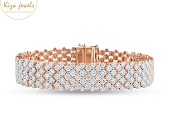 Bracelet rond en or rose avec diamants | 11,30 ct TDW | Bracelet à breloques