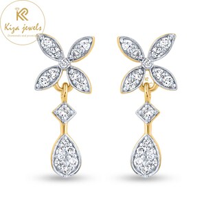 Lab Grown Diamond Dangle Earrings: Round Cut Wedding Jewelry