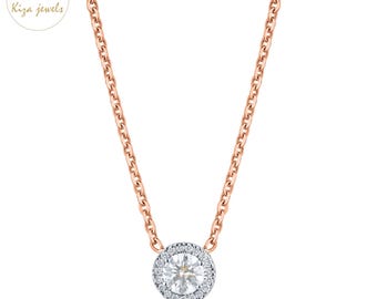 Colgante con halo de diamantes cultivados en laboratorio: 0,57 ct de corte redondo
