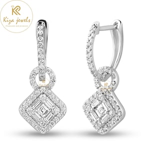 Lab Grown Diamond Dangle Earrings: Princess, Baguette & Round Cut