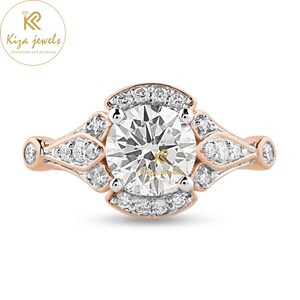 Vintage Lab Grown Diamond Engagement Ring: 1.64ct Round Cut