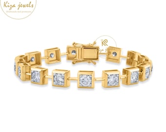 Lab Grown Diamond Charm Bracelet: Gold Plated, Custom Initials