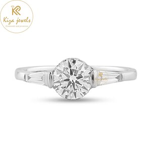 Lab Grown Diamond Three Stone Ring: Round & Baguette Cut, Promise Ring