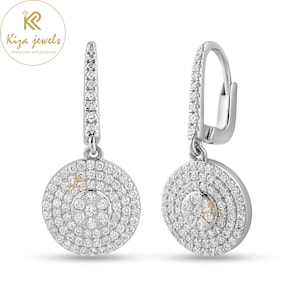 Diamond Women&#39;s Dangle Earring 0.747ct Round Cut Lab Grown Diamond, Aniversary Gift for her, Trendy Jewelry