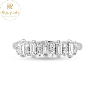 Lab Grown Diamond Wedding Band: Baguette & Round Cut Eternity Ring