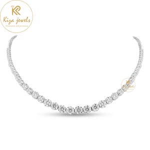 Lab Grown Diamond Tennis Necklace: 14.44ctw Round Cut Wedding Jewelry