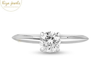 Lab Grown Diamond Solitaire Ring: Classic Engagement, Custom Size
