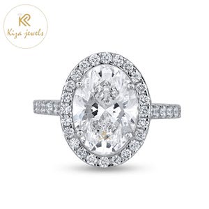 Lab Grown 2.19ct Oval Diamond Halo Ring - White Gold