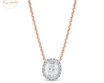 Wisiorek z aureolą z diamentów okrągłych i poduszkowych o masie 2,01 ct hodowanych laboratoryjnie