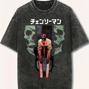 Vintage Chainsaw Man Anime T-Shirt | Mineral Wash Graphic Tee