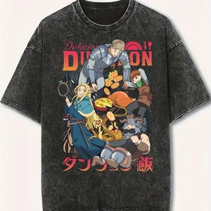 Delicious in Dungeon Anime T-Shirt, Mineral Wash Retro Tee