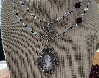 Elegant Art Nouveau Vampire's Bite crystal necklace