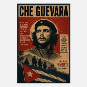 Che Guevara Portrait Poster, Cuban Revolution Quote Wall Art (16x24 Inch)
