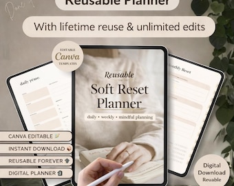 The Soft Reset Digital Planner | Productivity Planner | 37 Productive Pages