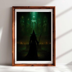 Gothic Cathedral Witch Art Print: Dark Priestess Fantasy Decor (Digital Download)
