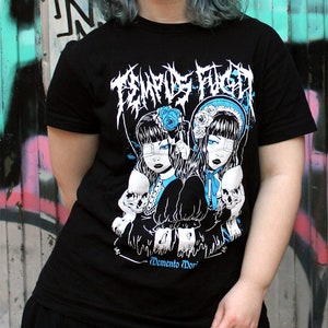 Tempus fugit dark tshirt metal goth lolita jfashion Black manga