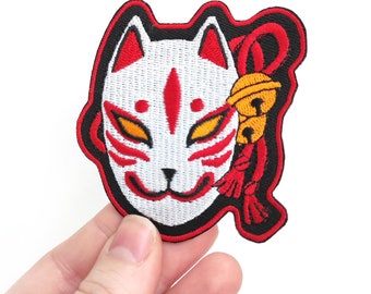 Embroidery iron Patch patches kawaii KITSUNE MASK Harajuku japan