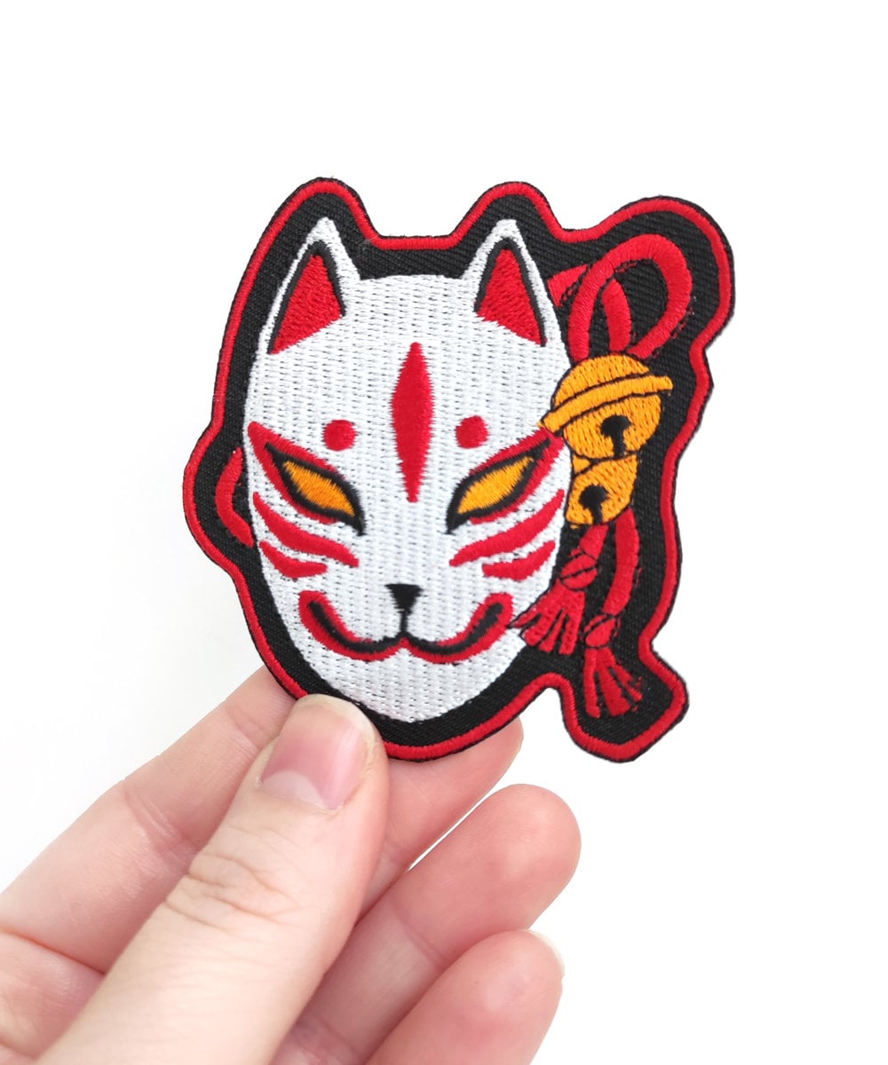 Embroidery iron Patch patches kawaii KITSUNE MASK Harajuku japan