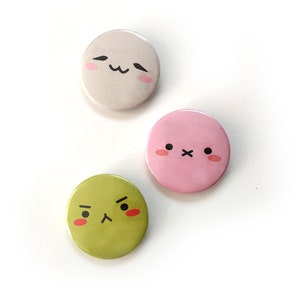 Set 3 Metalic badges chapas dango kawaii food japanese