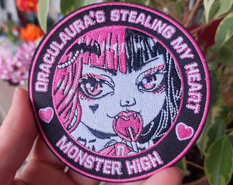 vampire pink patch embroidery iron patches pastel nu goth Harajuku dark monster girl