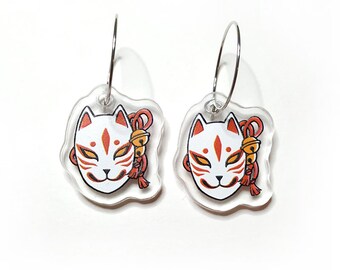 japanese kitsune earrings charm cute dark kawaii harajuku fox