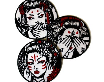 3 Geishas Patch set japanese japan oni demons