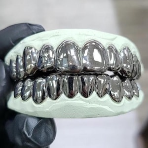 VVS Moissanite Grillz 925 Sterling Silver Diamond Teeth 8x8 Top Bottom Set Iced Out Hip Hop Grillz Unisex Jewelry