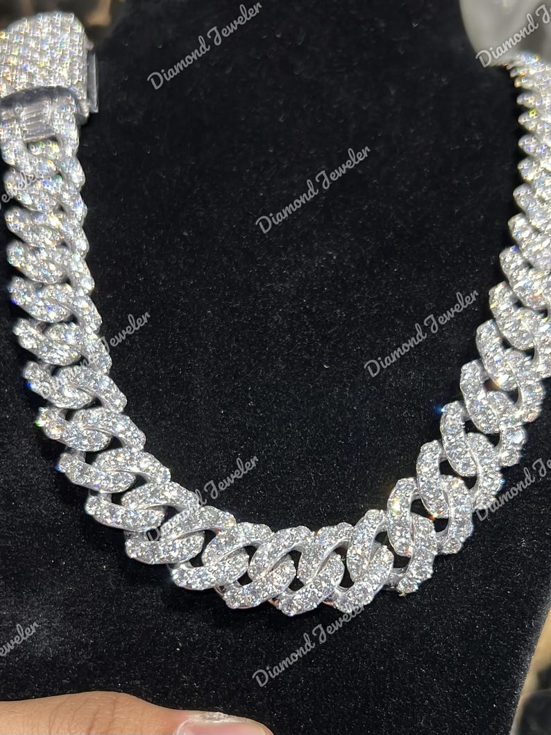 18mm Real VVS1 Lab Diamond Cuban Link Chain Hip Hop Chain, VVS Diamond ...
