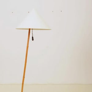 Handmade Wooden Floor Lamp: Natural Sisal Shade, Minimalist Decor