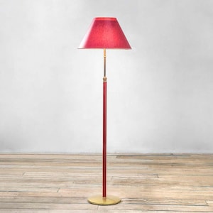Mid-Century Metal Floor Lamp: Handmade Sisal Shade, Minimalist Decor