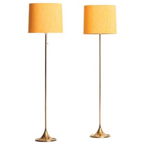 Mid-Century Modern Brass Floor Lamps - Alf Svensson & Yngvar Sandstrom - Pair