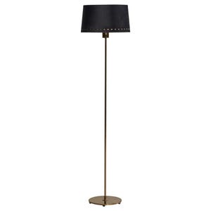 Swedish Designer Floor Lamp Brass Fabric Sweden 1950s