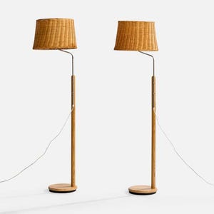 Oak Wood Tile Floor Lamp: Modern Retro Design