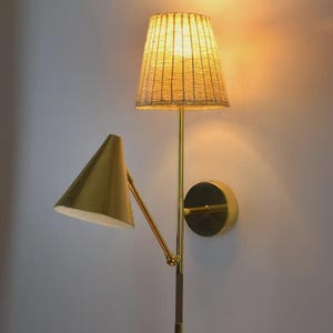 Antique Brass Plug-In Wall Sconce - 1940s Swedish Lighting