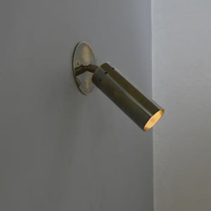 Minimalist Brass Cylinder Wall Sconce: Mid-Century Modern Adjustable Light