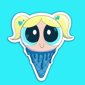 Sticker vinyle Bubbles Cornet de crème glacée - Sticker dessin animé mignon pour ordinateurs portables, journaux, bouteilles d'eau, etc.