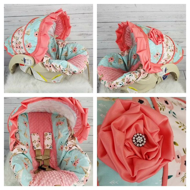 Tee And Fl Car Seat Cover Infant Girl With Flower Bling C Ruffle Free Strap Covers