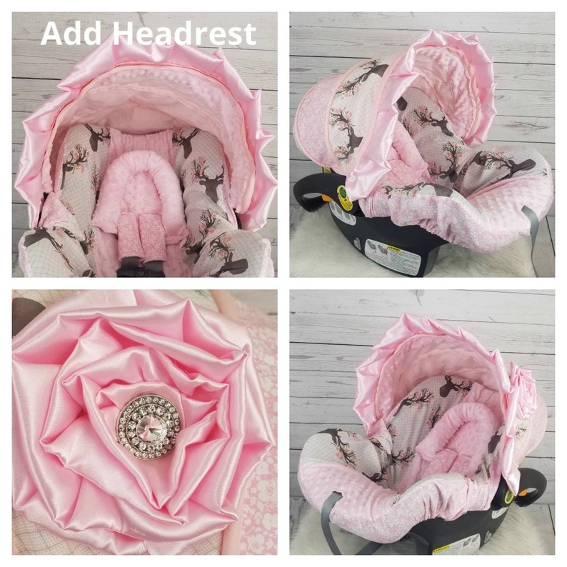 Stag Chic Car Seat Cover Deer And Fl Infant Girl With Bling Pink Ruffle Free Strap Covers
