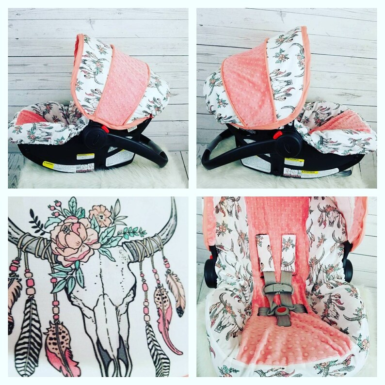 Cow Skull Car Seat Cover Boho Baby Set Southwestern Themed Girl Custom Made To Order